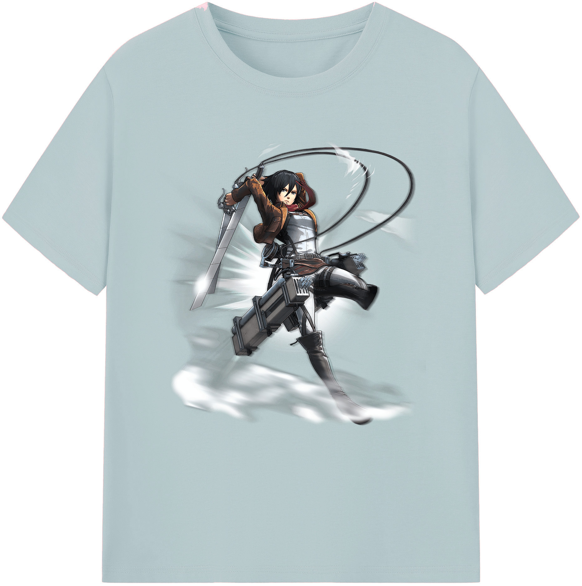 （画像用） 進撃の巨人 ミカサ·アッカーマン Attack on Titan Mikasa Ackerman 綿100％半袖Tシャツ（フロントプリント）